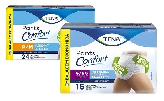 Tena Pants Confort - Fralda Geriátrica de Vestir - Pacote com 24 Unidades  -  Tamanhos P/M - G/EG