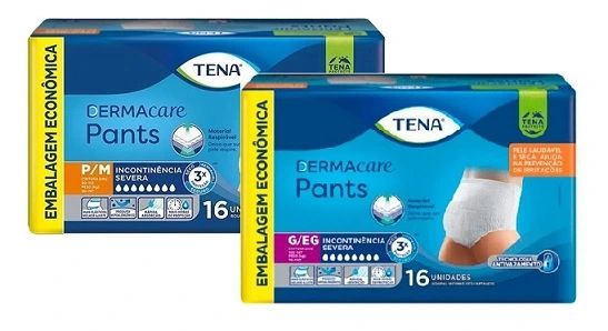 Tena Pants Dermacare - Fralda Geriátrica de Vestir - Pacote com 16 unidades  -  Tamanhos P/M - G/EG