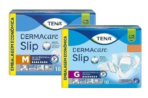 Tena Slip Dermacare - Fralda Geriátrica Tradicional - Pacote com 16 unidades  -  Tamanhos M - G