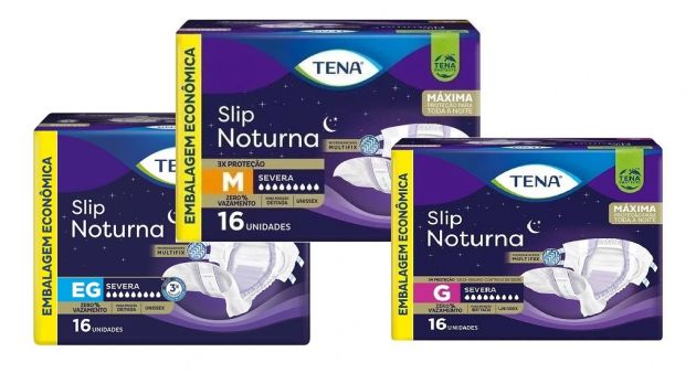 Tena Slip Noturna - Fralda Geriátrica Tradicional - Pacote com 16 un  -  Tamanhos M - G - EG