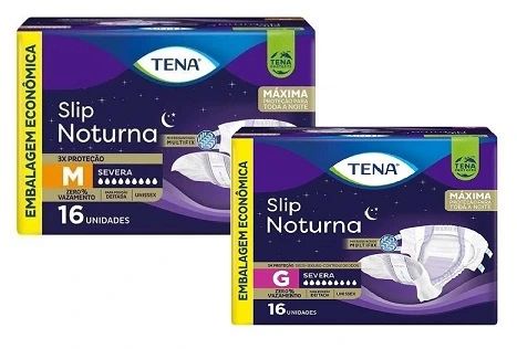 Tena Slip Noturna - Fralda Geriátrica Tradicional - Pacote com 16 unidades  -  Tamanhos M - G